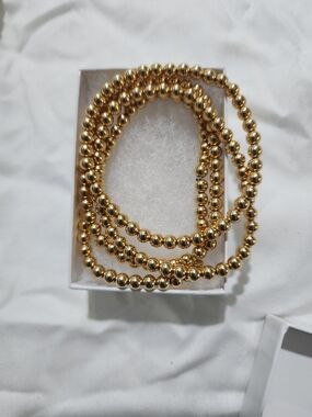 Gold Beaded Stretch Bracelet Set - Women Jewelry